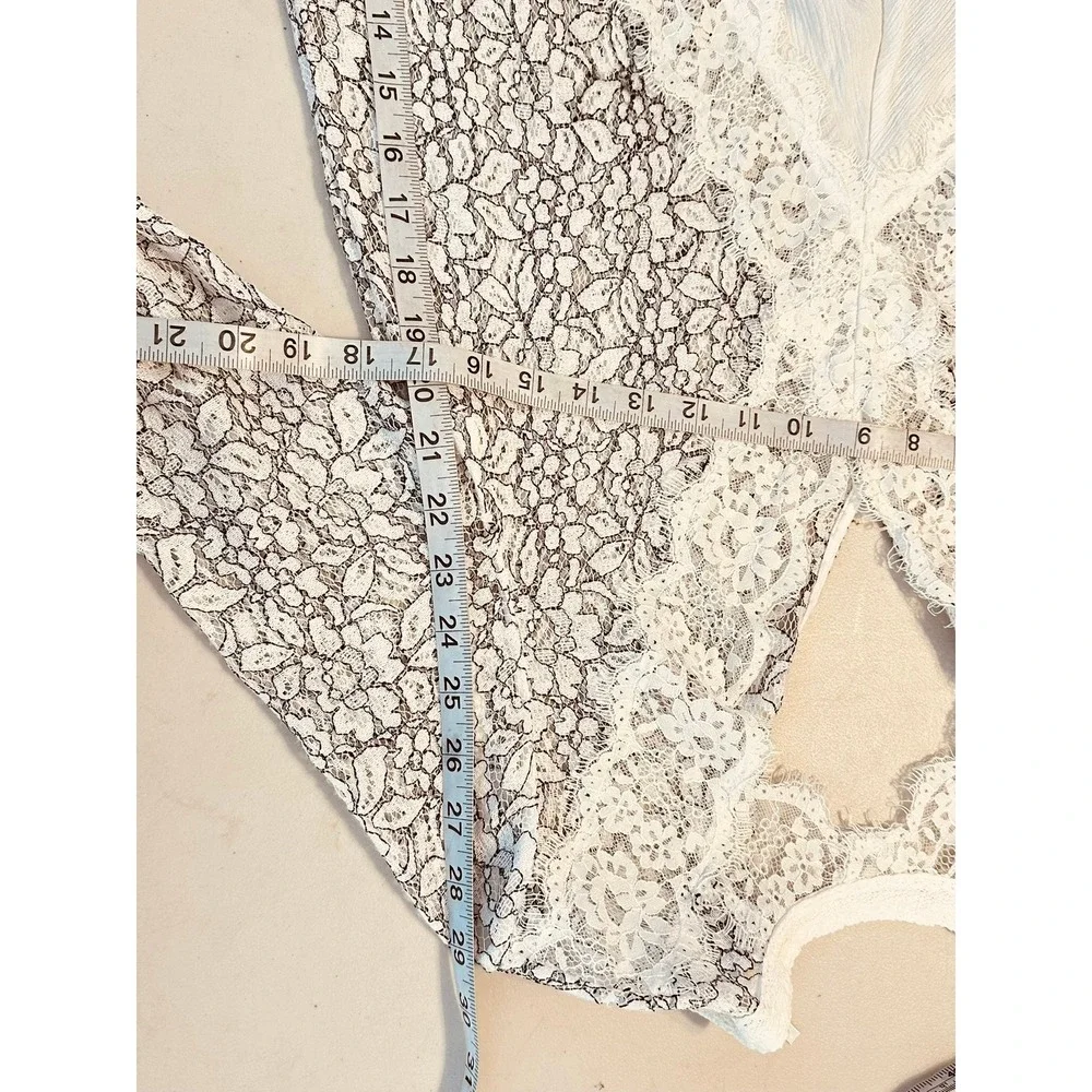 Free People Tell Tale Heart Tunic Womens Small Ivory Black Lace Boho Cottagecore